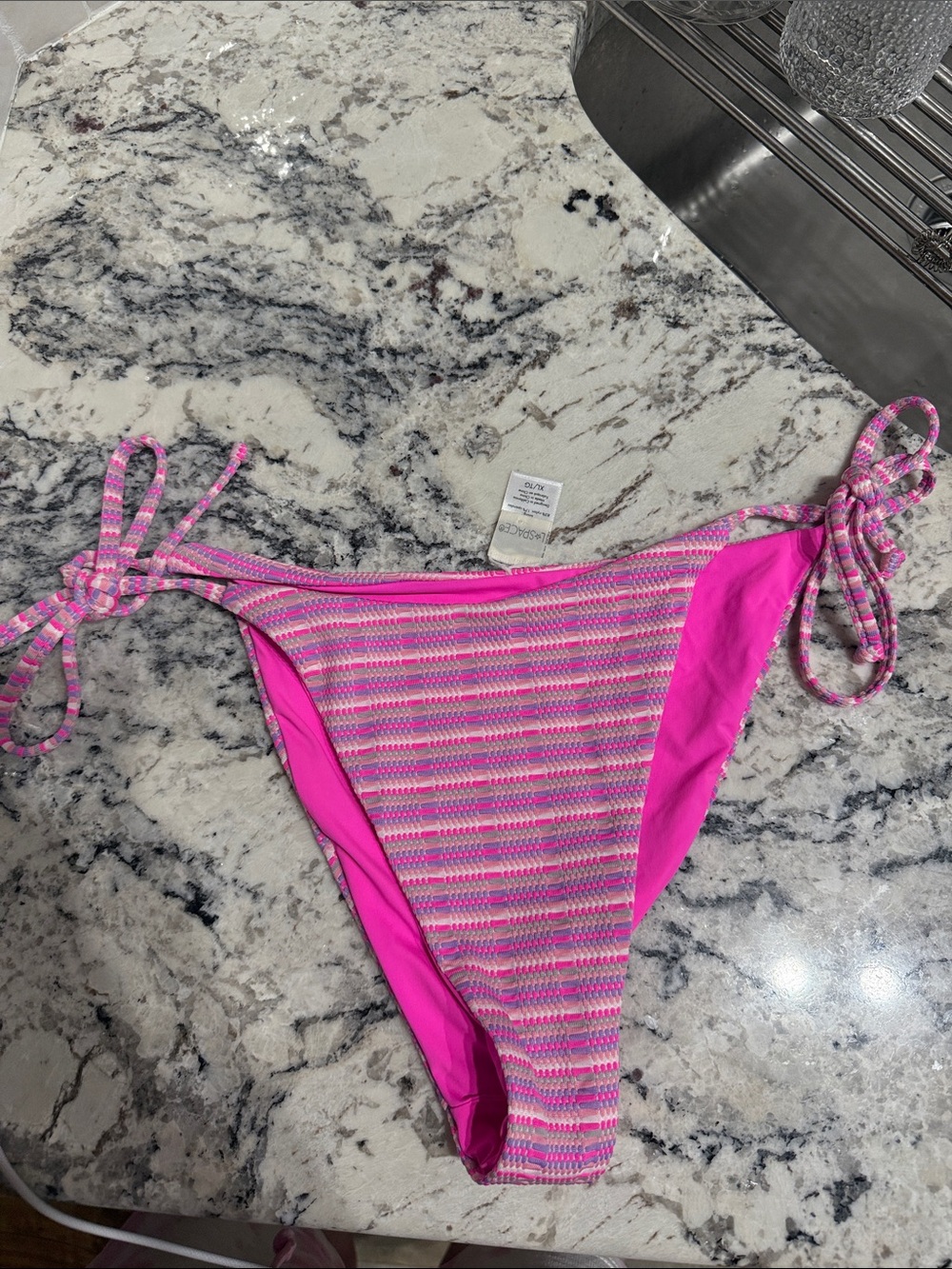 L*Space Brittany Bikini bottom Electric Pique Pink Striped